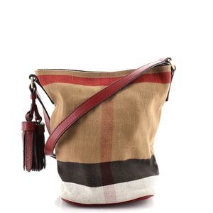 Burberry Ashby Bag House Check Canvas with Leather Mini Brown, Red